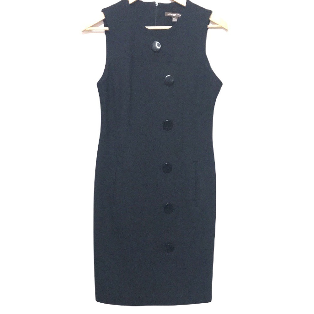 ADRIENNE Vittadini black sleeveless button embellished bodycon dress 4
